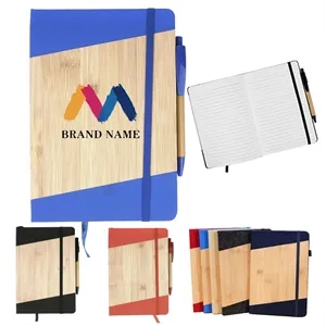 Bamboo Wood Notebook Journal With Pen | https://www.bestnamebadges.com
