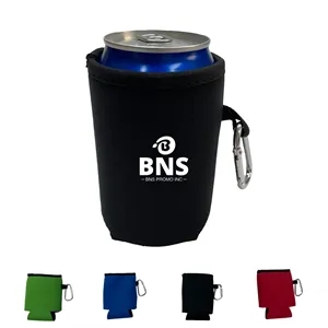 Neoprene Can Bottle Cooler with Carabiner Clip