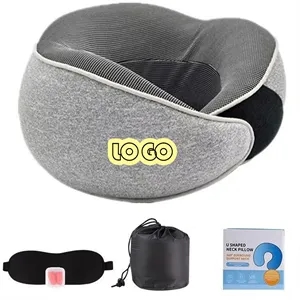 U Shaped Travel Neck Pillow Set With Eye Mask Earplugs Bag