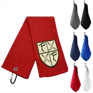 Microfiber Waffle Golf Towel with Carabiner