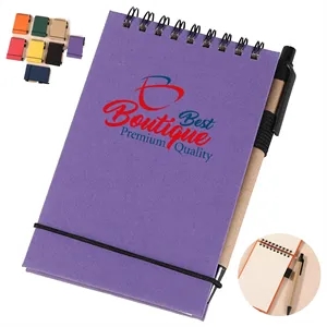 Solid Color Environmentally Friendly Note Pad With Pen | https://www.bestnamebadges.com