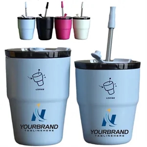 19OZ. Stainless Steel Straw Insulated Coffee Cup | https://www.bestnamebadges.com