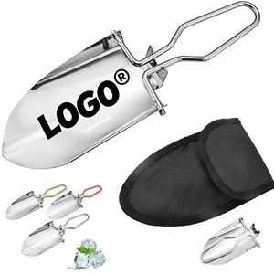 In Stock Stainless Steel Folding Shovel With Carrying Pouch