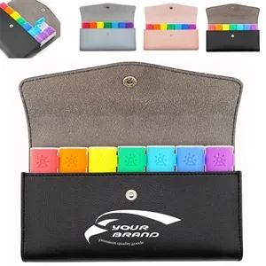 Portable Leather Weekly Pill Organizer Case
