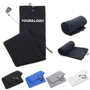 16" x 24" Microfiber Folded Waffle Pattern Golf Towel