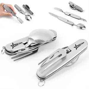Versatile Stainless Steel 4 in 1 Camping Utensil Set