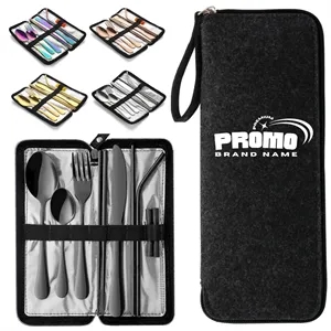 Reusable Stainless Steel Cutlery Set with Zipper Case