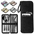 Reusable Stainless Steel Cutlery Set with Zipper Case | https://www.bestnamebadges.com