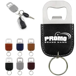 Leather Keychain Bottle Opener with Stainless Steel