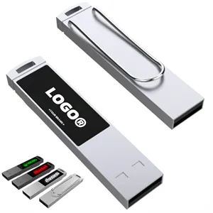 LED Logo Flash Drive Bookmark Clip USB Stick With Metal Hous
