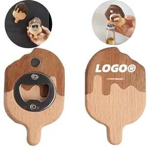 Wooden Shape Bottle Opener With Stainless Steel Insert