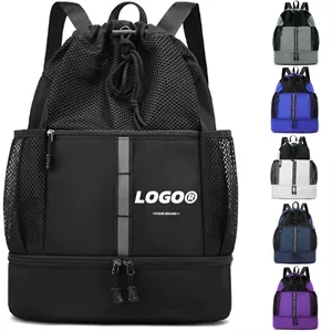 Drawstring Backpack With Shoe Compartment Wet Dry Separation