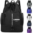 Drawstring Backpack With Shoe Compartment Wet Dry Separation | https://www.bestnamebadges.com