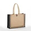 Jute Tote with Cotton Handles & Secure Closure | https://www.bestnamebadges.com