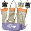 Large Mesh Foldable Beach Bag Vacation Pool Shopping Tote | https://www.bestnamebadges.com