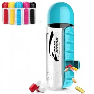 21 Oz. Portable 2 In 1 Cup Bottle With Day Pill Organizer