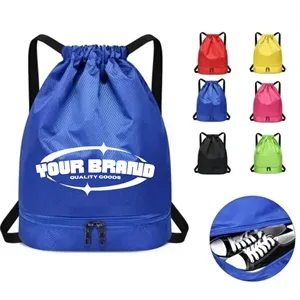 Sports Drawstring Shoes Pocket Waterproof Swim Gym Bag