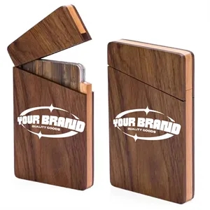 Professional Portable Walnut Business Wood Card Holder Case