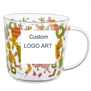 Glass Coffee Mug 14oz Tea Cups with Handle | https://www.bestnamebadges.com