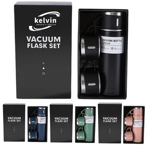 Thermos Stainless Steel Flask Set with 3 Leakproof Lids | https://www.bestnamebadges.com