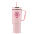 30oz Double Wall Plastic Travel Mug with Handle & Straw | https://www.bestnamebadges.com