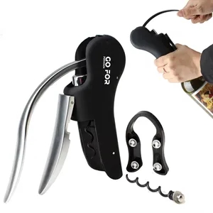 Vertical Lever Bottle Opener Set with Built-in Foil Cutter