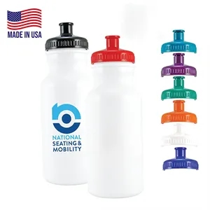 USA made plastic bike water bottle push spout 20 oz | https://www.bestnamebadges.com
