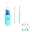 Foldable Reusable Silicone Drinking Straws with Travel Case | https://www.bestnamebadges.com