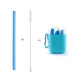 Foldable Reusable Silicone Drinking Straws with Travel Case | https://www.bestnamebadges.com