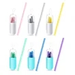 Foldable Reusable Silicone Drinking Straws with Travel Case | https://www.bestnamebadges.com