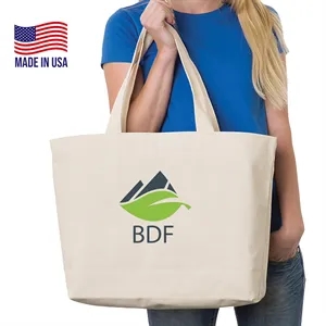 100% USA-Made Cotton Canvas Jumbo Tote Bag W/ Bottom Gusset | https://www.bestnamebadges.com