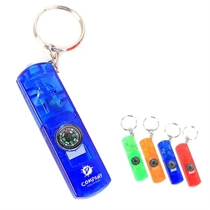 Mini Portable LED Key Light 4 in 1 Whistle Compass