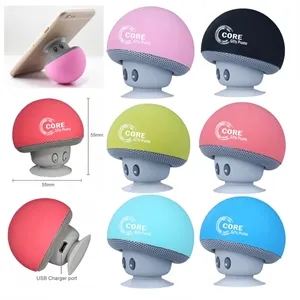 Silicone Bluetooth Speaker with Sucker Phone Stand Mushroom