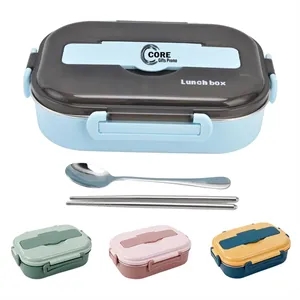 Stainless Steel Lunch Box 4 Grid Portable  Food Storage C