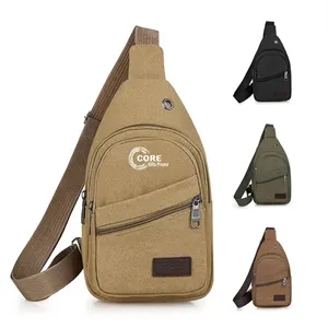 Canvas Sling Large Capacity Crossbody Chest Bag with Ear