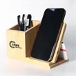 Bamboo Wireless Charging Desk Organizer | https://www.bestnamebadges.com