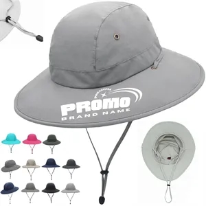 Wide Brim Sun Protection Bucket Hat w/ Adjustable Chin Strap