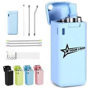 Collapsible Stainless Steel Straw Set with Portable Case