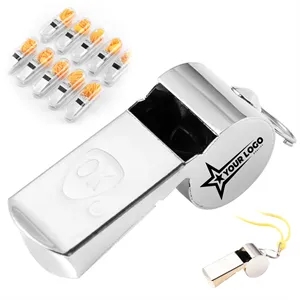 Stainless Steel Whistle with Lanyard for Sports & Emergency