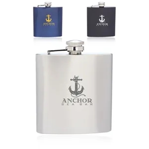 6 oz. Murano Stainless Steel Hip Flasks | https://www.bestnamebadges.com