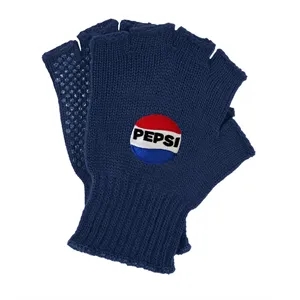 Fingerless Knit Glove with Direct Embroidery and Grippers