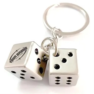 Lucky Silver Metal Dice Keychain Stylish And Fortunate Charm
