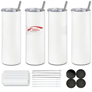20Oz. Tumblers Skinny Straight W/ Lids And Straws Bulk Cups