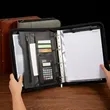 Leather Zippered Business Portfolio With Handle Documents | https://www.bestnamebadges.com
