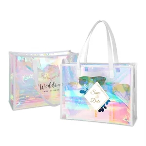 TPU Holographic Tote Bag With Leather Handle