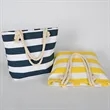 Striped Canvas Beach Tote  Bag With Zipper | https://www.bestnamebadges.com