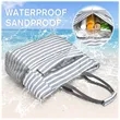 Large Striped Canvas Beach Tote with Pouch | https://www.bestnamebadges.com