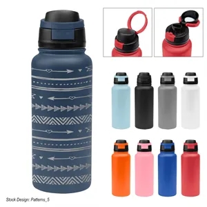 32 Oz. Full Laser Pop Sip Recycled Stainless Steel Bottle | https://www.bestnamebadges.com