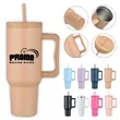 40 oz. Insulated Stainless Steel Vacuum Tumbler Handle Straw | https://www.bestnamebadges.com