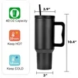 40 oz. Insulated Stainless Steel Vacuum Tumbler Handle Straw | https://www.bestnamebadges.com